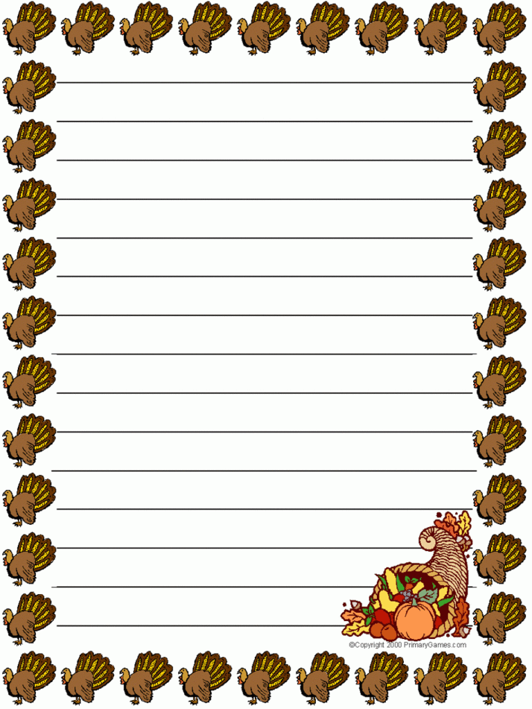 Thanksgiving Writing Paper Free Printable