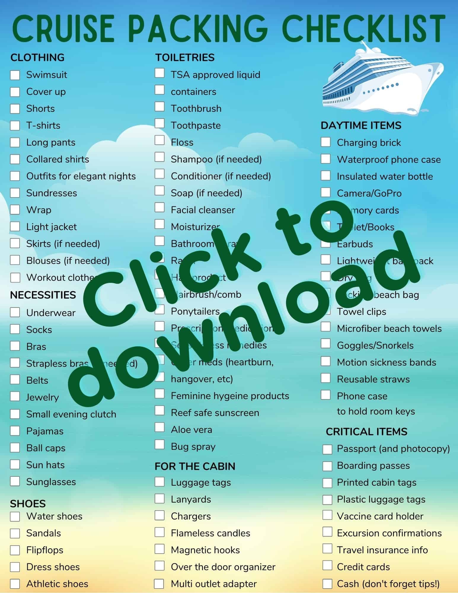 The BEST Cruise Packing List Free Printable Updated For 2023