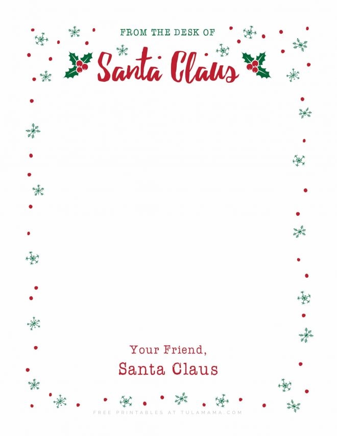 The Cutest Free Printable Santa Letterhead Christmas Stationery 