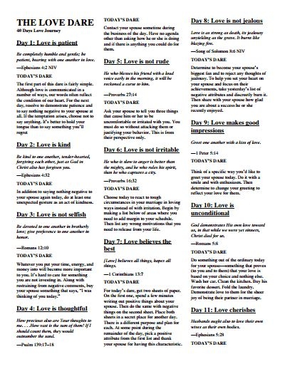 The Love Dare Printables Free