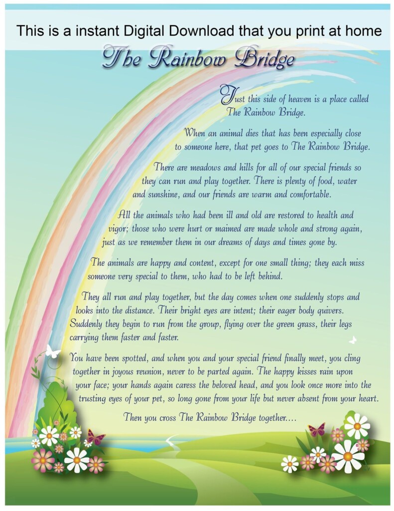The Rainbow Bridge Poem Printable