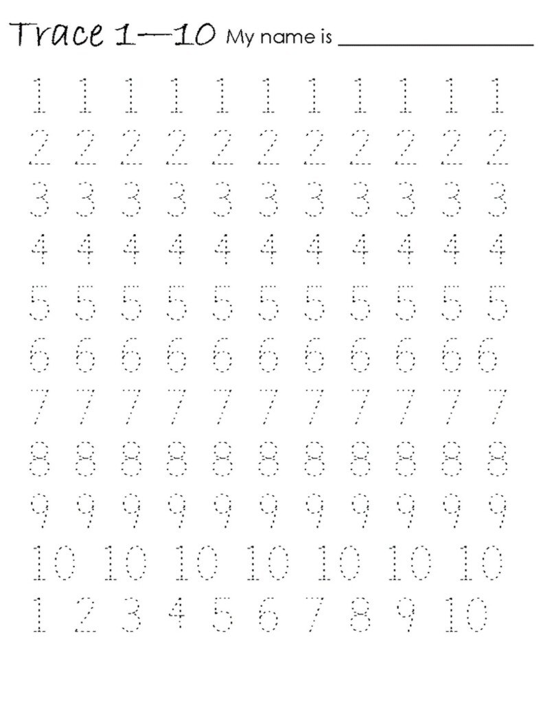 Tracing Numbers 1 10 Free Printable