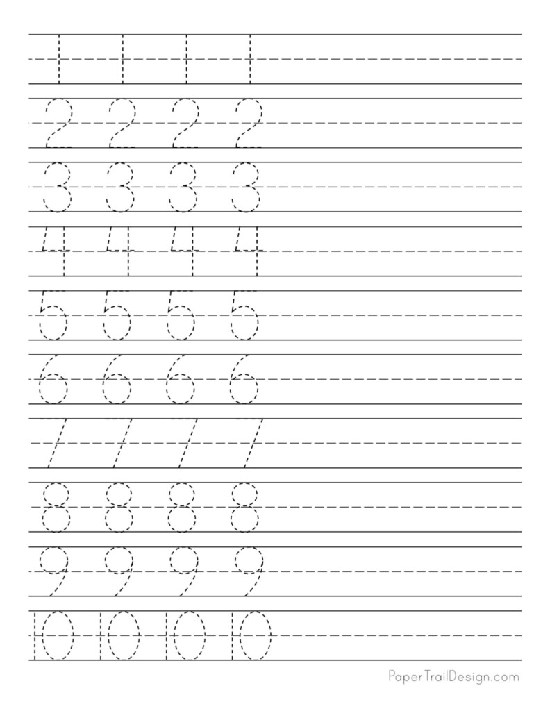 Tracing Numbers 1 10 Free Printable Pdf