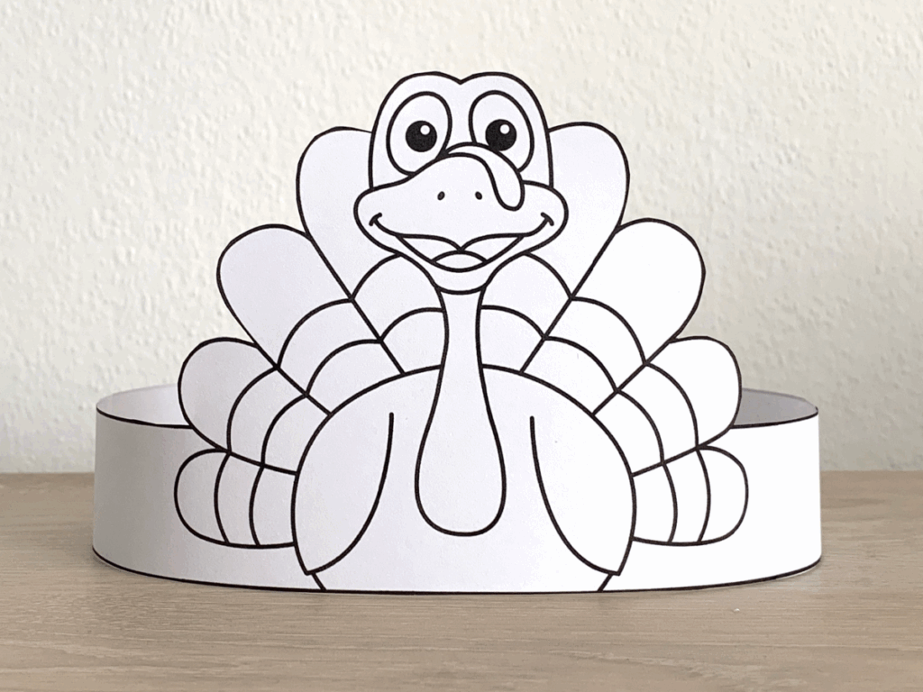 Turkey Hat Paper Crown Printable Coloring Thanksgiving Craft Activity 