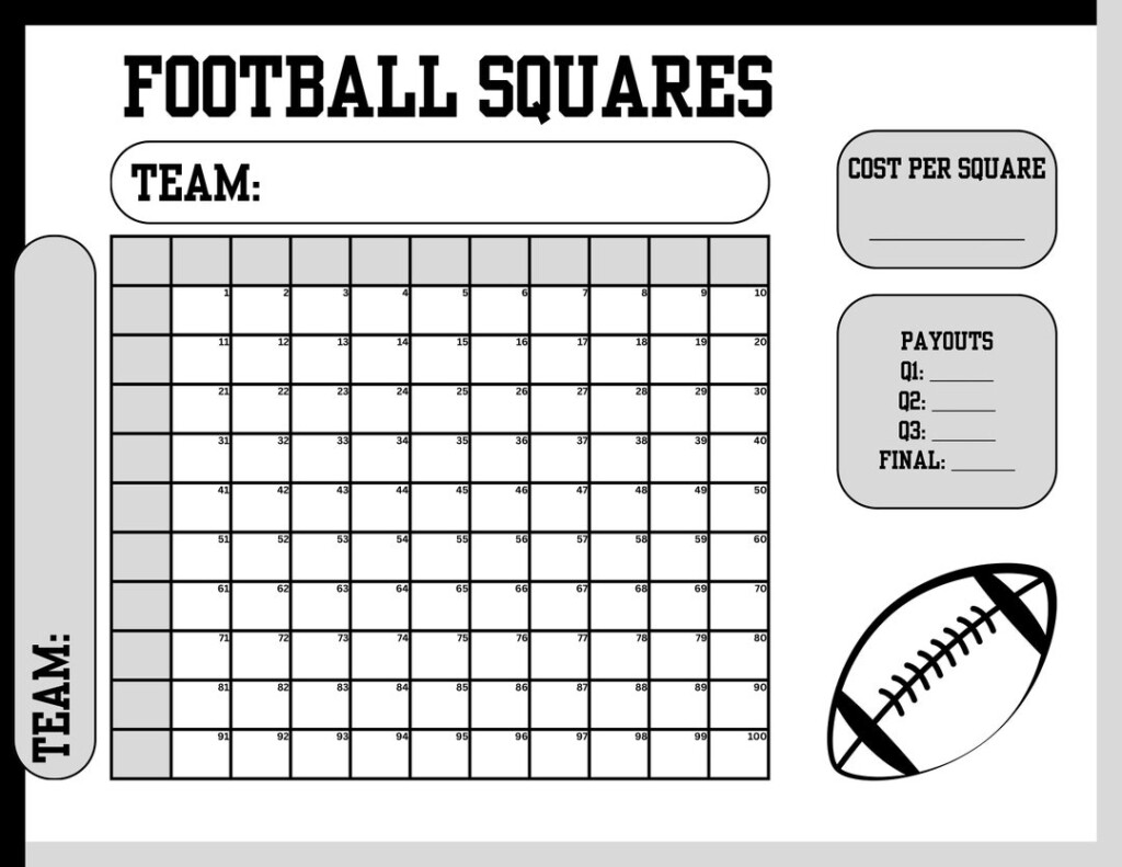 Ultimate Football Squares Game Sheet numbered Editable Printable 