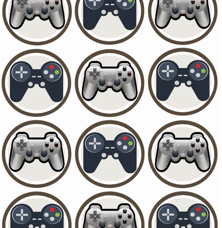 Video Game Cupcake Toppers PDF Cake Topper Birthday Game Graphics 