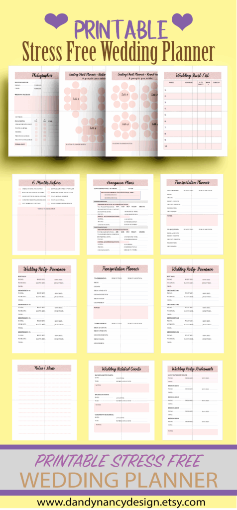 Wedding Planner Printable Printable Wedding Planner Kit Etsy 