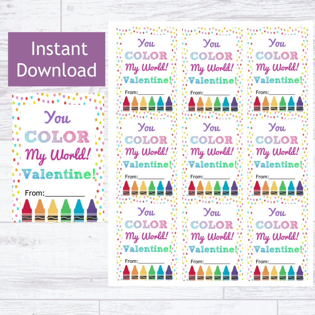 You Color My World Valentine Free Printable Printable Templates