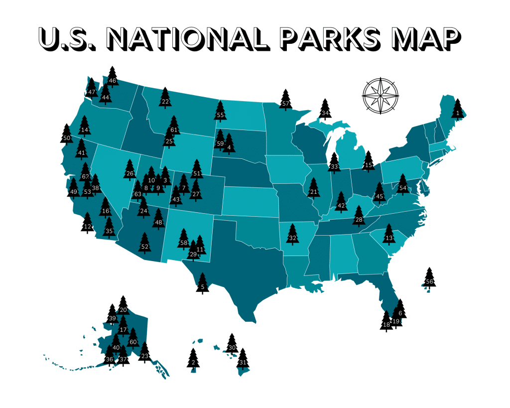 Your Printable U S National Parks Map With All 63 Parks 2021 